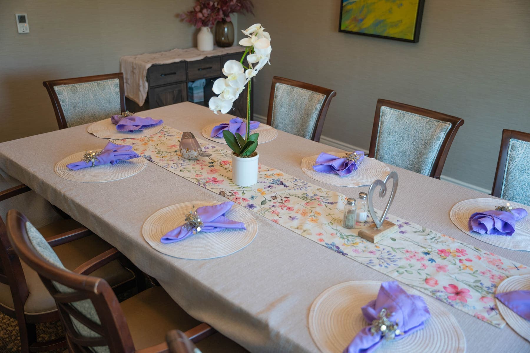 The private dining room, set for a family gathering
