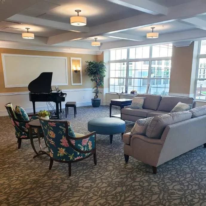 Living room with a piano