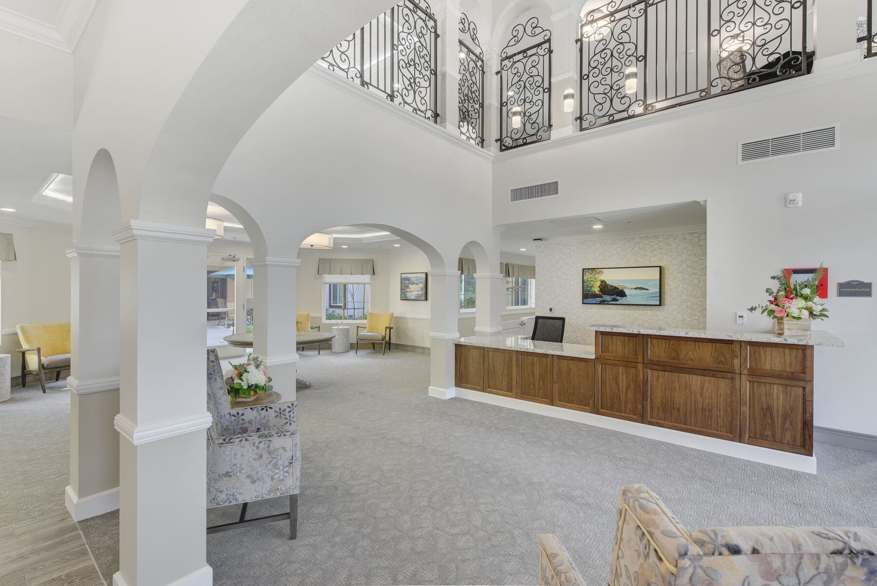 Main lobby and reception desk at Silverado Thousand Oaks